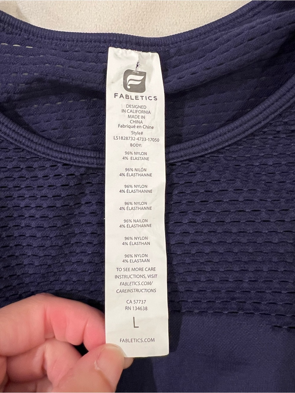 NWOT Fabletics Musetta Seamless Long-Sleeve Top | Indigo | Size L - Picture 12 of 12
